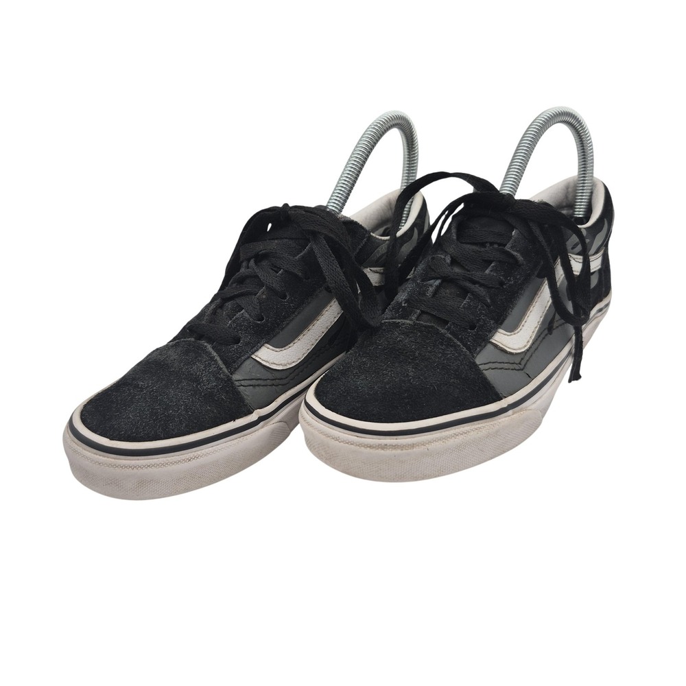 Vans Old Skool Youth‎ Size 4.5 Black Flame Suede Low Top Skate Shoes Sneakers